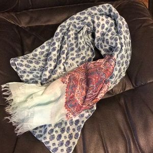 Multi color scarf light blue with dark blue
